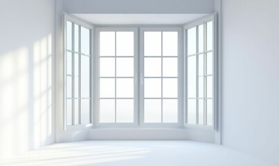 Bright room, large window, white walls, sunlight.