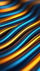 Vibrant flowing lines in blue and orange hues.