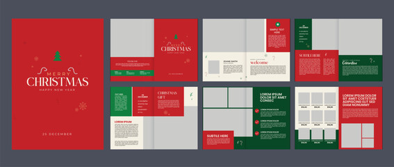 merry christmas brochure design template. festival holiday events, product catalog  