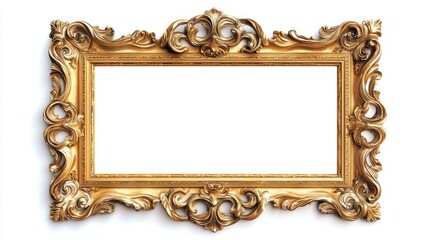 Detailed antique gold frame with an empty natural background

