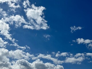 Fluffy clouds in blue sky