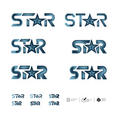 Set of Colorful company STAR logo collection design ideas vector