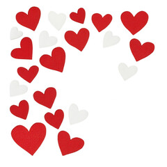 A row of hearts in red and white, with the white hearts in the middle Transparent Background