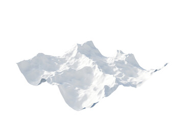 Snowcapped Mountains Tile isolated on a transparent background. 3D rendered winter artic landscape with high peaks , sharp peak drops, and low caverns. Snow mountain range in a square isometric view.