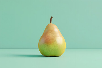 juicy fresh pear rendered on a mint green pastel background - crisp and isolated fruit concept. generative ai