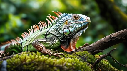Fototapeta premium Serene Iguana: A Nature Portrait in Detail