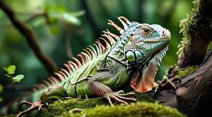 Obraz premium Serene Iguana: A Nature Portrait in Detail