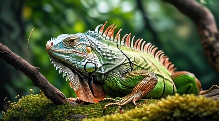 Obraz premium Serene Iguana: A Nature Portrait in Detail