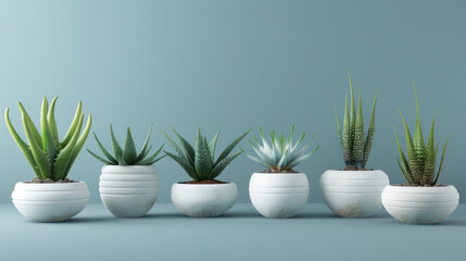 Fototapeta premium Aloe vera is arranged in a white minimalist pot.
