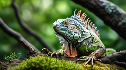 Fototapeta premium Serene Iguana: A Nature Portrait in Detail