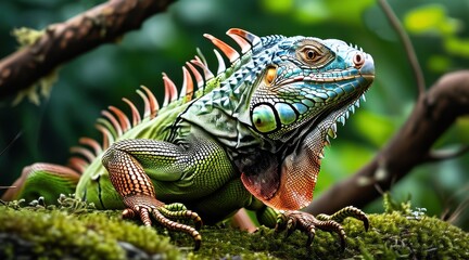 Obraz premium Serene Iguana: A Nature Portrait in Detail