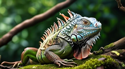 Obraz premium Serene Iguana: A Nature Portrait in Detail