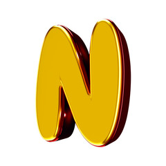 3D font yellow with red letter n