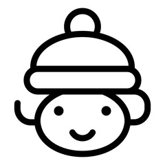 Simple Flat Black Christmas Boy Icon