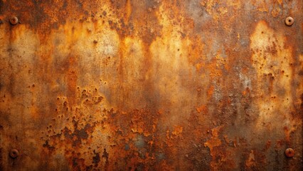Rusty metal surface with a textured pattern of orange, brown, and gray hues, showing signs of wear and time