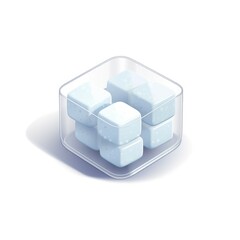 Obraz premium Five ice cubes in a transparent container.