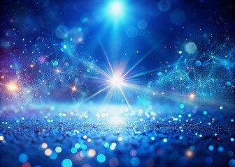 Obraz premium Ethereal Lens Flare with Blue Dust Particles Creating a Magical Atmosphere in the Right Position, Perfect for Design Projects Needing a Touch of Enchantment and Wonder