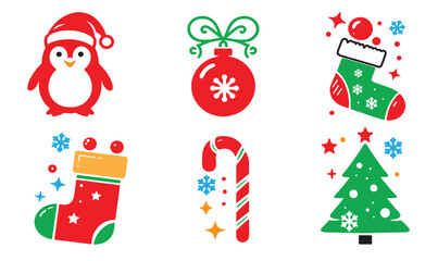 set of christmas icons vector color