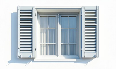 Fototapeta premium White window, shutters, panes, light, shadow.