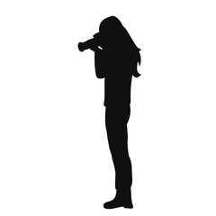 woman, girl taking photo silhouette, vector