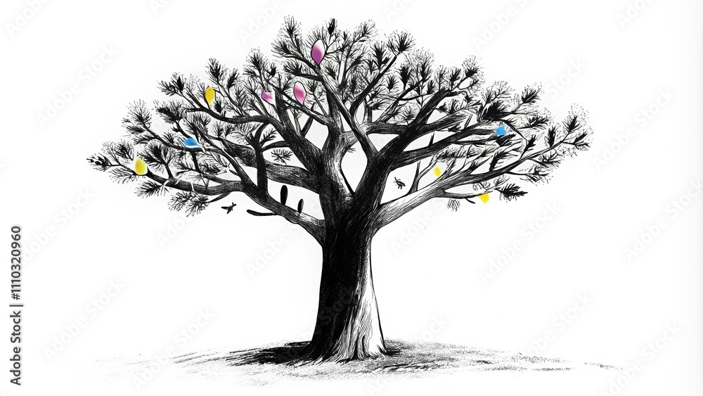 Poster a magnificent tree of life grows in the midst of a vibrant desert its lush verdant foliage contrasti