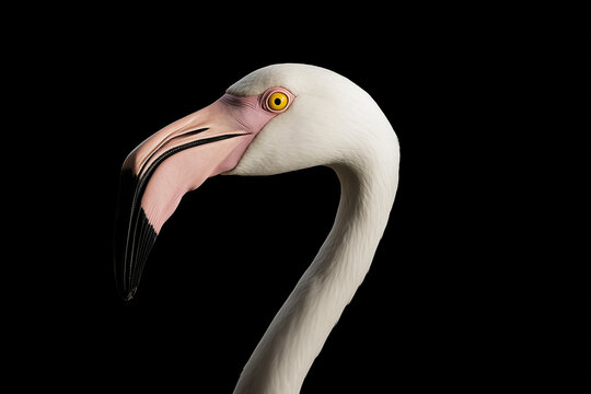 close up of a white flamingo