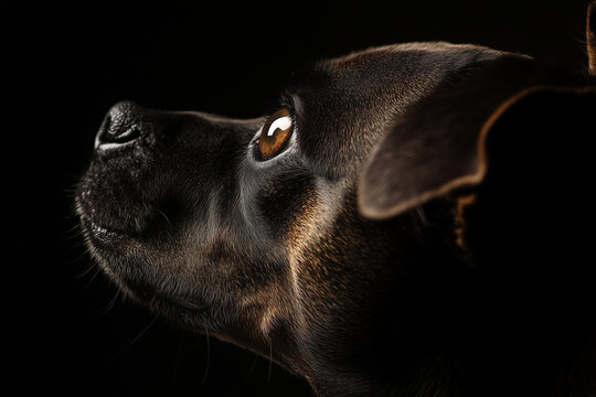 close up of a black dog