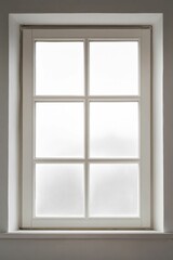 Obraz premium White-framed window, frosted panes, recessed setting.