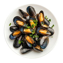 A plate of mussels with parsley on top Transparent Background
