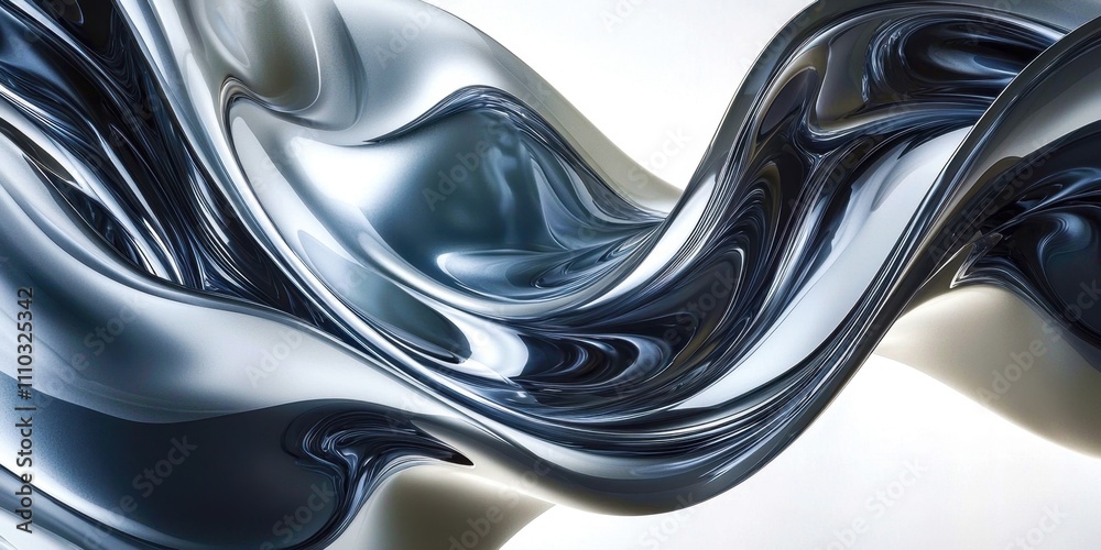 Poster Silver object with a wave pattern