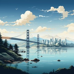 Fototapeta premium Minimalist Illustration of San Francisco's Iconic Skyline