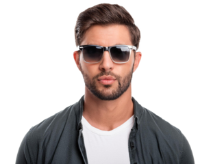 man with sun glasses isolated on white background, cutout 