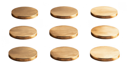 A row of gold-colored circles, each one slightly larger than the one before it Transparent Background