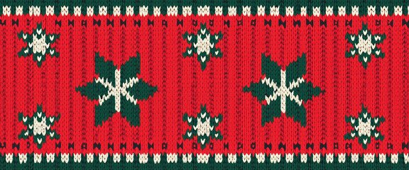 Charming knitted Christmas background featuring a pattern of holly leaves and berries, ideal for holiday designs and cozy atmospheres.