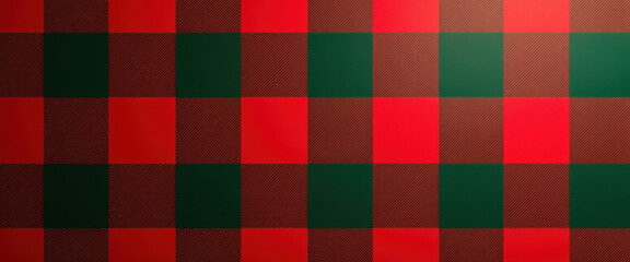 Warm checkered Christmas background showcasing a vibrant blend of red and green plaid, perfect for creating a joyful holiday atmosphere.