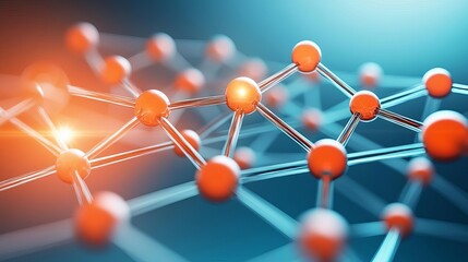 Abstract Background Material Science Composites Crystallography Abstract molecular structure with glowing nodes and connections in a digital space.