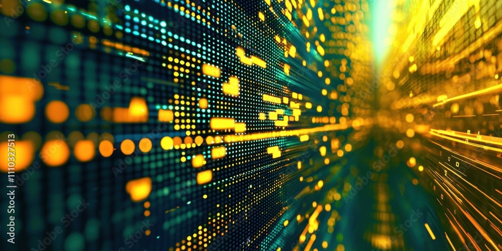 Aufkleber computer screen with a yellow line and green dots