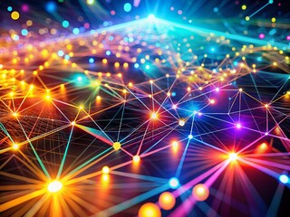 Obraz premium Futuristic Abstract Background with Glowing Dots and Lines Design for Modern Technology Concepts Suitable for Posters, Banners, Covers, and Presentations