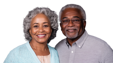 Loving couple smiling together on transparent background