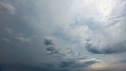 Gloomy cloudy sky with fog before the rain, Dark sky with clouds, High quality sky photography