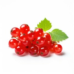 Fresh red currants with green leaf.