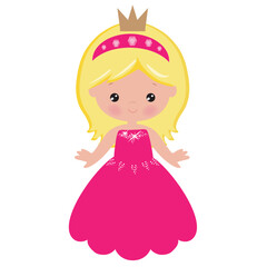 Cute little princess girl  vector cartoon flat style illustration
