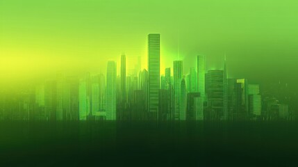 modern financial stock market background in the style of green trading chart and cityscape