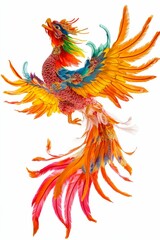 Obraz premium Colorful mythical bird, vibrant feathers, ornate design.