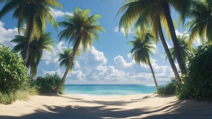 Fototapeta premium Palm trees on the sandy beach in Hawaii