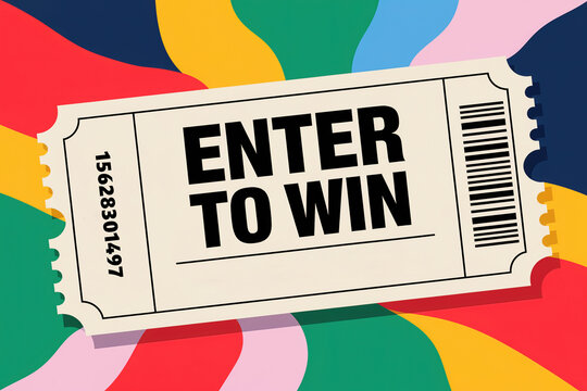 Enter to win tombola ticket on colorful background illustration