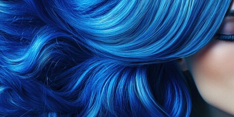 Naklejka premium Woman with long blue hair