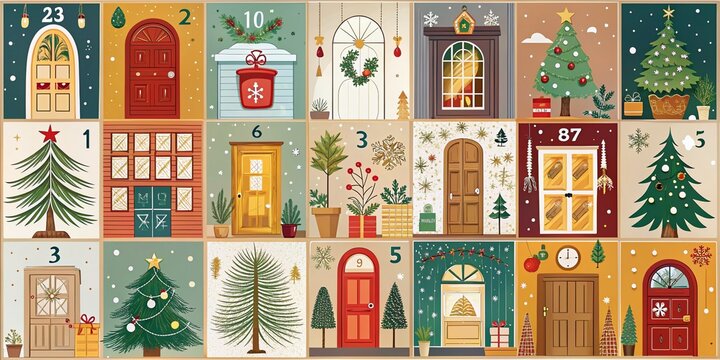 Hand Drawn Christmas Advent Calendar for December 8th with Festive Illustrations, Cozy Colors, and Advent Themes Perfect for Holiday Celebrations and Seasonal Decor