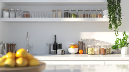 
A luxury living room interior design seamlessly blending with a pantry kitchen wall offers a sophisticated and functional open-concept space