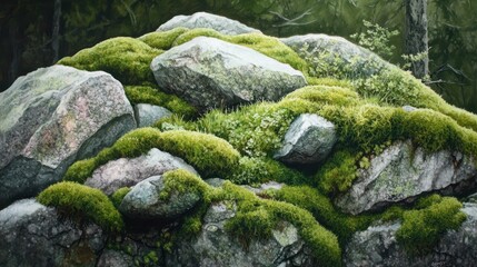 Serene Mossy Stones and New Growth.